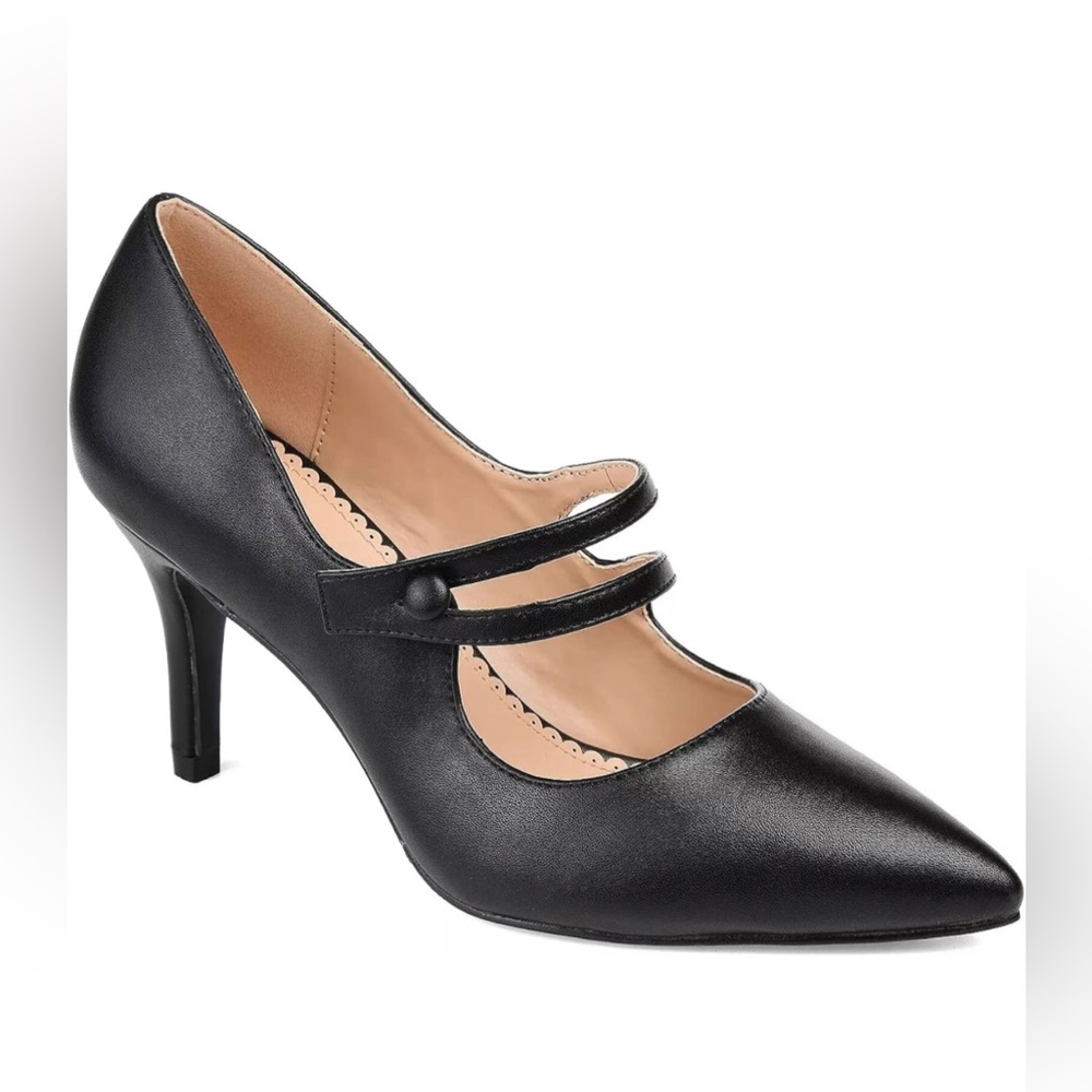 Juliet Holy Women's Mid Heels Adjustable Mary Janes Closed Pointed Toe Pumps Com